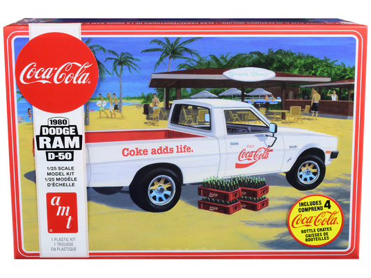 1980 Dodge Ram D-50 Pickup Truck "Coca-Cola" Four Bottle Crates 1/25 Scale Model Kit - Skill Level 3by AMT