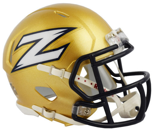 Akron Zips replica mini speed helmet, 5" tall, with chinstrap, metal faceguard, and foam padding. Officially licensed.