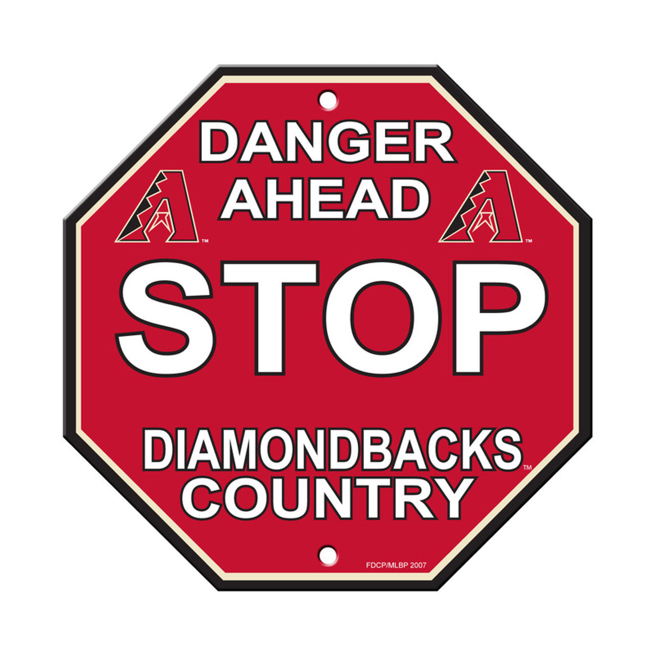 Arizona Diamondbacks Plastic Stop Sign, 12" x 12", featuring team colors and graphics, easy to clean, officially licensed MLB.