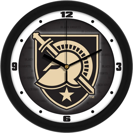 Army Black Knights 11.5-inch wall clock with team colors and durable mineral glass by Sun Time