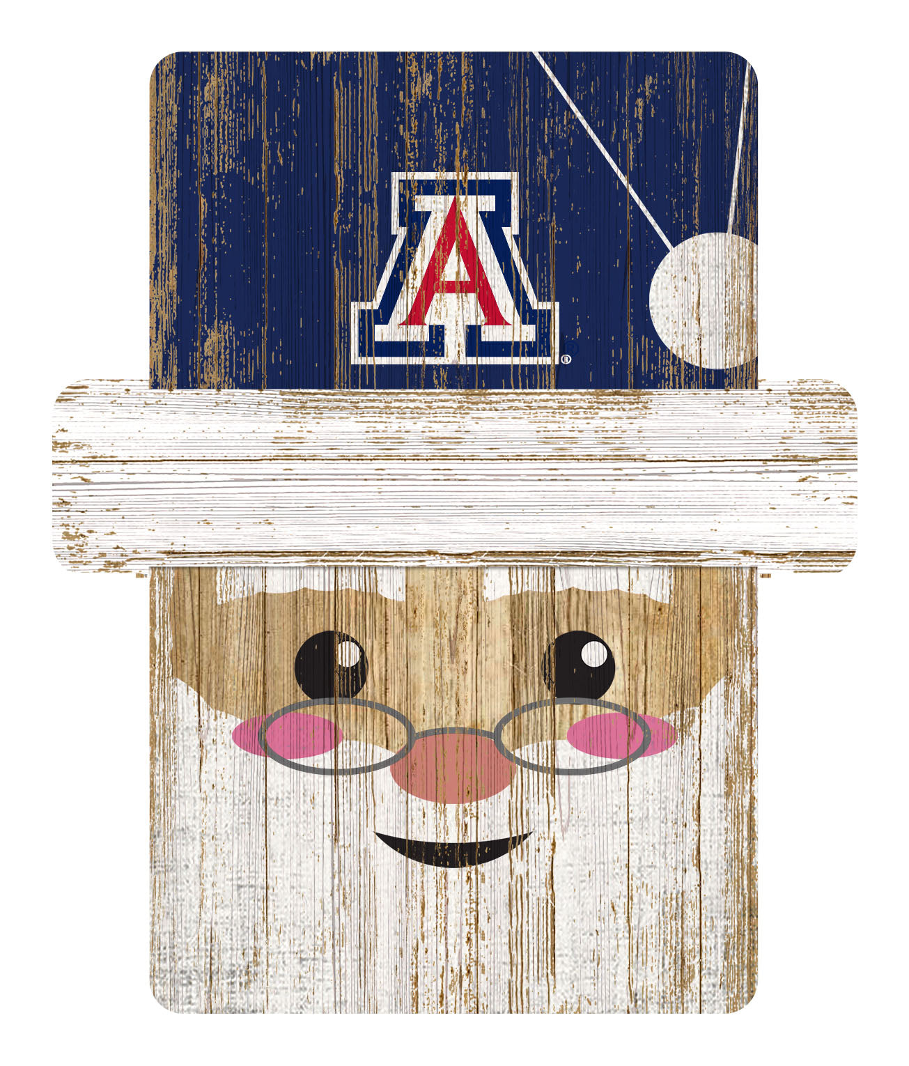 Arizona Wildcats Distressed Santa Ornament by Fan Creations