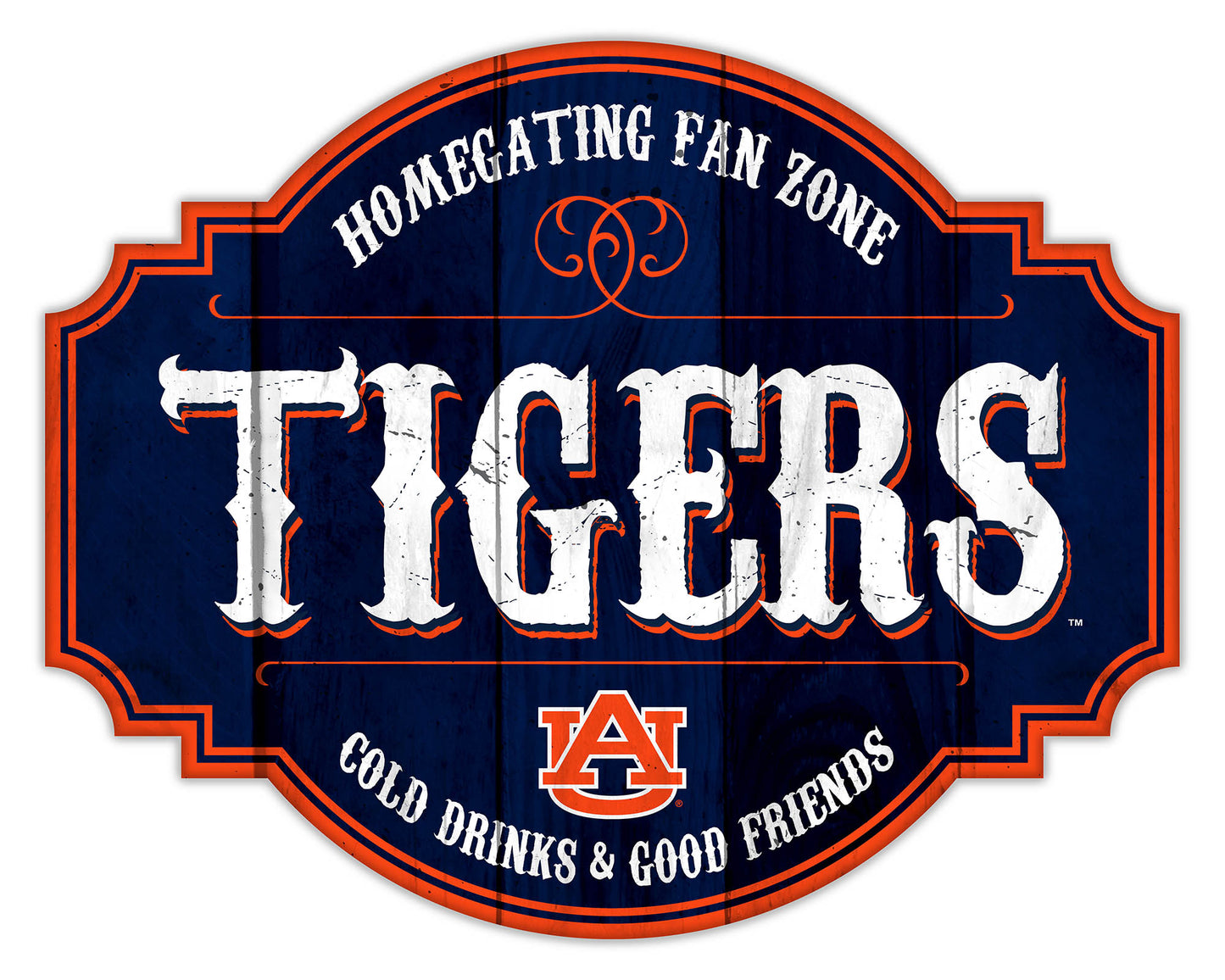 Auburn Tigers NCAA Homegating Sign by Fan Creations. Sizes: 12 or 24 inches, MDF, multicolored logo, licensed