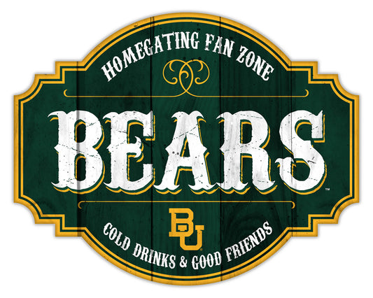 "Baylor Bears NCAA Homegating Sign by Fan Creations. Sizes: 12 or 24 inches, MDF, team colors, officially licensed."