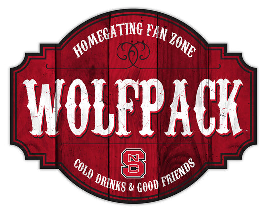 "North Carolina State Wolfpack Homegating Sign by Fan Creations. Sizes: 12 or 24 inches, MDF, multicolored logo/colors, officially licensed.