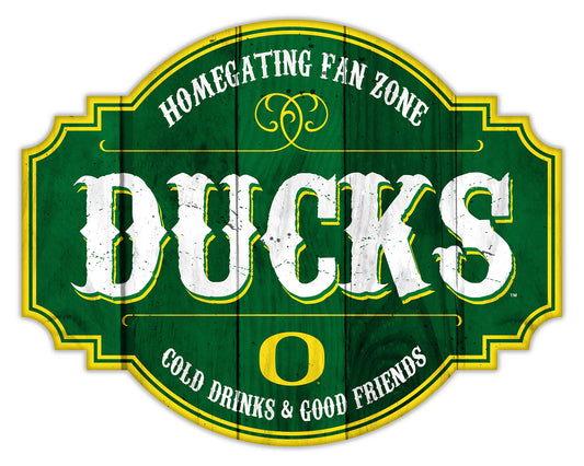 Oregon Ducks NCAA Homegating Distressed Sign by Fan Creations  Brand New  Size - 12 or 24 inch Features Team Logo and Colors Material - MDF Color - Multicolored Officially Licensed Made by Fan Creations