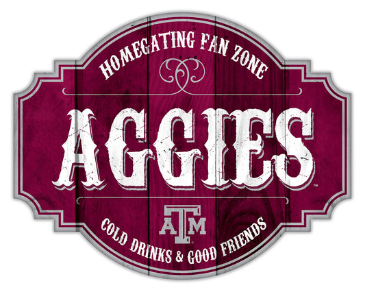 "Brand new Texas A&M Aggies NCAA Homegating Distressed Sign by Fan Creations, 12 or 24 inches, MDF, multicolored, team logo, officially licensed."