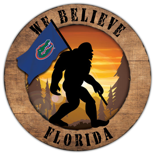 Florida Gators We Believe Bigfoot 12" Round Wooden Sign by Fan Creations