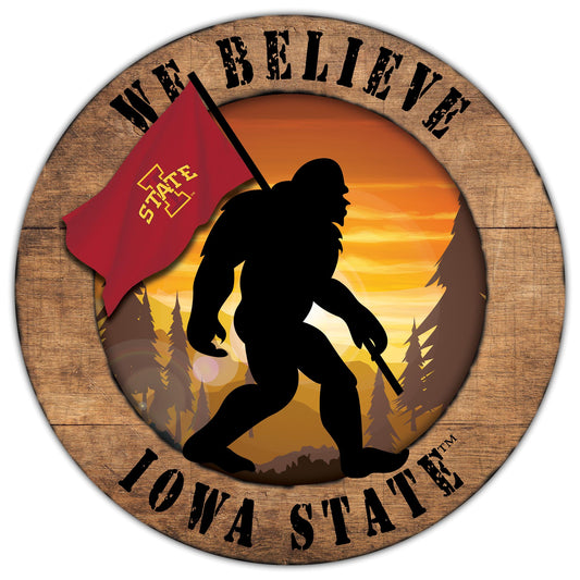 Iowa State Cyclones We Believe Bigfoot 12" Round Wooden Sign by Fan Creations