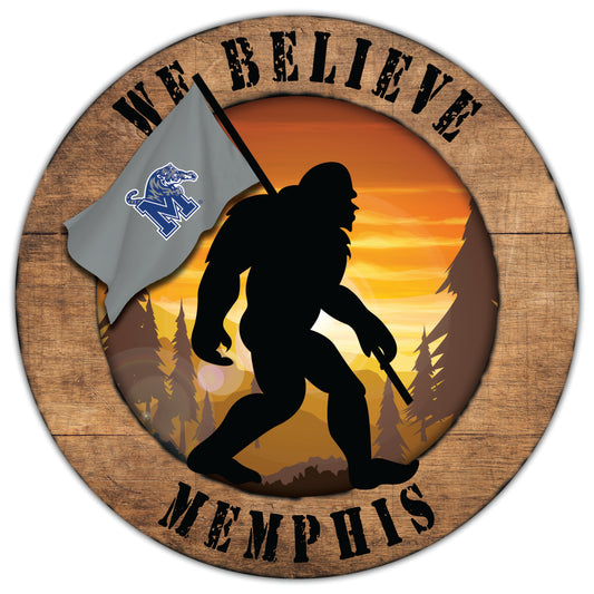 Memphis Tigers We Believe Bigfoot 12" Round Wooden Sign by Fan Creations