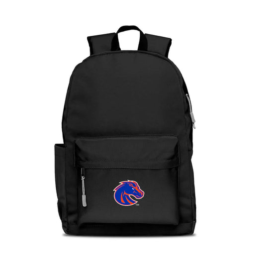 Boise State Broncos campus laptop backpack: 17x12x6.5", large main compartment, water bottle pocket, embroidered logo, colored zipper pull.