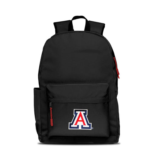 Arizona Wildcats campus laptop backpack: 17x12x6.5", large main compartment, water bottle pocket, embroidered logo, red zipper pull.