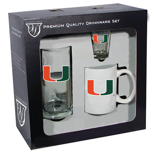 Miami Hurricanes 3pc. Drinkware Set by The Memory Company