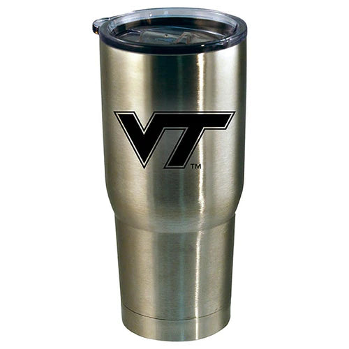 Virginia Tech Hokies stainless steel tumbler: 22 oz, team logo, hand wash recommended. Officially licensed.