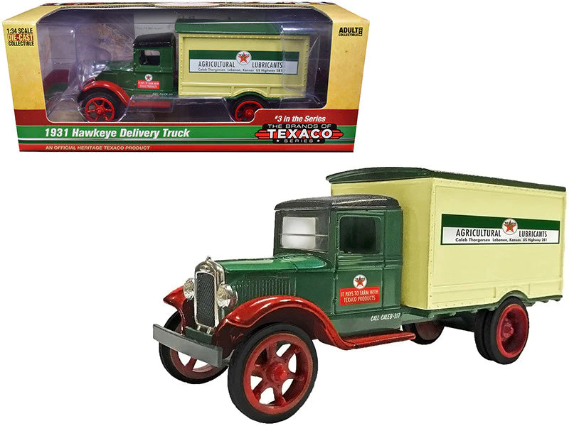 1931 Hawkeye Texaco Diecast Delivery Truck, 'Agricultural Lubricants.' 1/34 Scale by Autoworld. Part of 'The Brands of Texaco Series'.