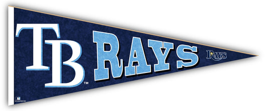 Made in USA Tampa Bay Rays Wood Pennant - 24" long, 100% MDF, high definition team logo and colors. For indoor use, by Fan Creations.