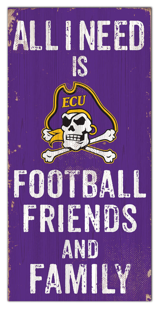 East Carolina Pirates 6" x 12" Football Friends and Family Distressed Sign by Fan Creations