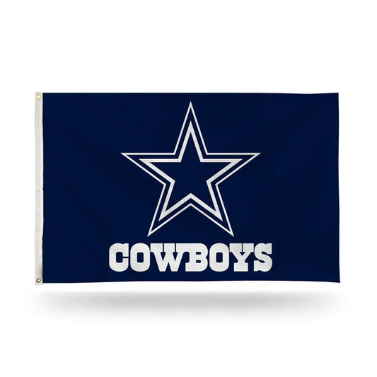 Dallas Cowboys NFL Banner Flag: 3' x 5', vibrant team colors, indoor/outdoor use, 2 brass grommets, polyester, officially licensed by Rico Industries.