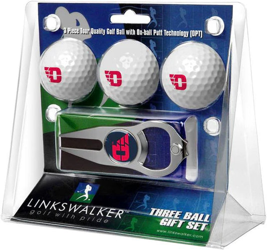 Dayton Flyers 3 Ball Gift Pack with Hat Trick Divot Tool by Linkswalker