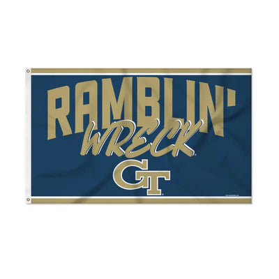 Georgia Tech Yellow Jackets - The Ramblin Wreck 3' x 5' Script Banner Flag by Rico