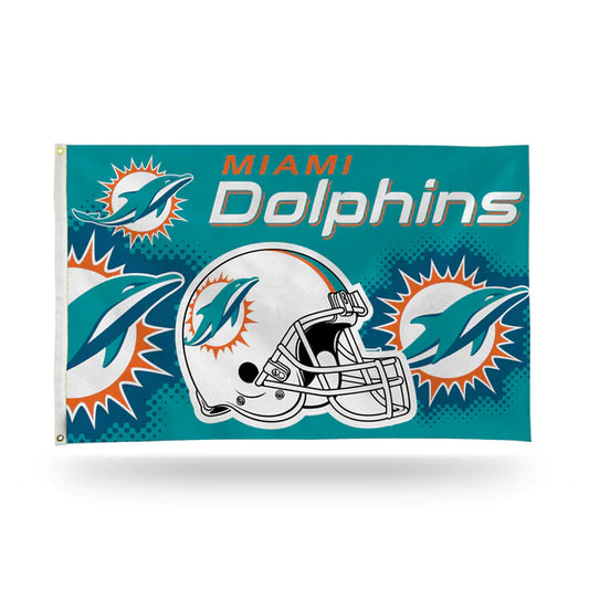 Miami Dolphins Helmet Design 3' x 5' Banner Flag by Rico Industries