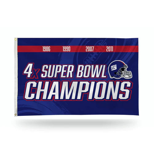 New York Giants 4 Time Super Bowl Champs 3' x 5' Banner Flag by Rico