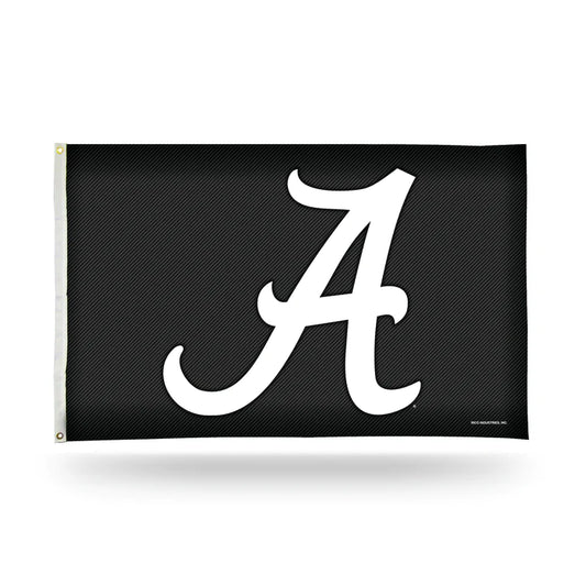 Alabama Crimson Tide 3'x5' Flag by Rico. Indoor/Outdoor use. Team graphics in black and white. Officially Licensed 