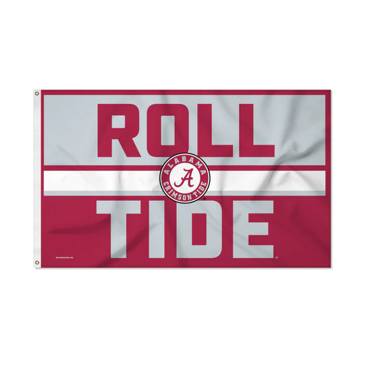 Alabama Crimson Tide NCAA Banner Flag: 3'x5', vibrant colors, brass grommets, indoor/outdoor, Rico Industries. 