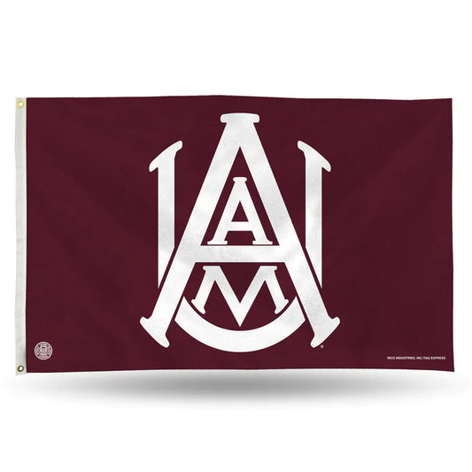 Alabama A&M Bulldogs NCAA Banner Flag - 3' x 5' polyester flag with vibrant team colors and graphics. Easy hanging.