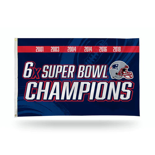 New England Patriots 6 Time Super Bowl Design 3' x 5' Banner Flag by Rico Industries