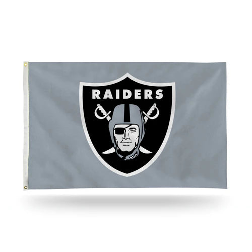 Las Vegas Raiders 3' x 5' Shield Logo Gray Banner Flag by Rico