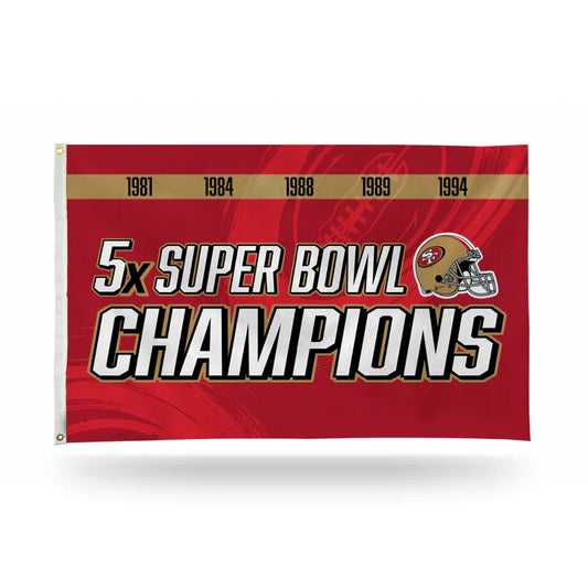 San Francisco 49ers 5 Time Super Bowl Champs 3' x 5' Banner Flag by Rico