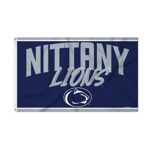 Penn State Nittany Lions NCAA Script Banner Flag: 3' x 5' polyester, team graphics. Officially licensed. By Rico Industries. Show PSU pride!