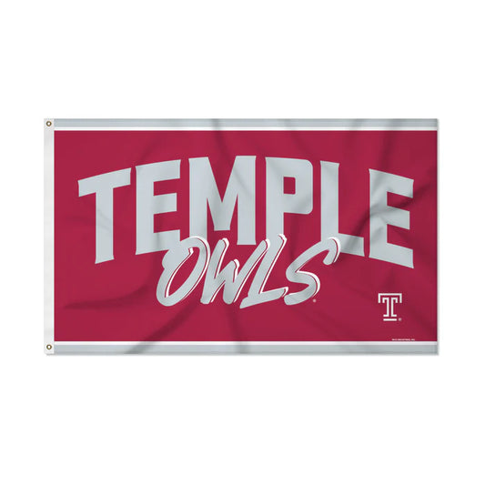 Temple Owls 3' x 5' Script Banner Flag by Rico