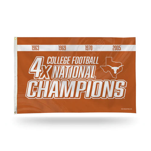 Texas Longhorns 4 Time National Champs 3' x 5' Banner Flag by Rico
