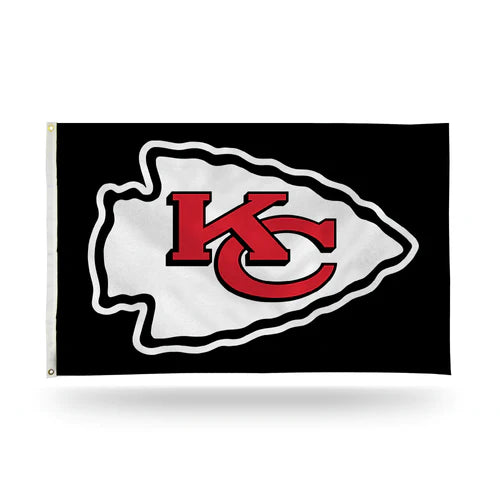 Kansas City Chiefs Arrowhead 3' x 5'  Banner Flag Black Background by Rico