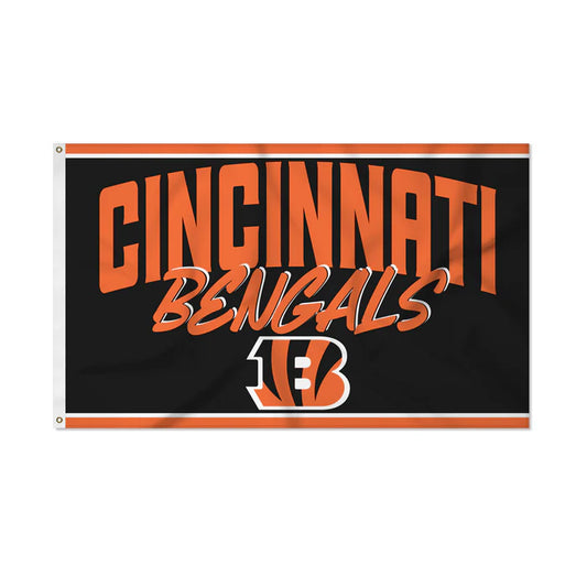 Cincinnati Bengals Script Design 3' x 5' Banner Flag by Rico