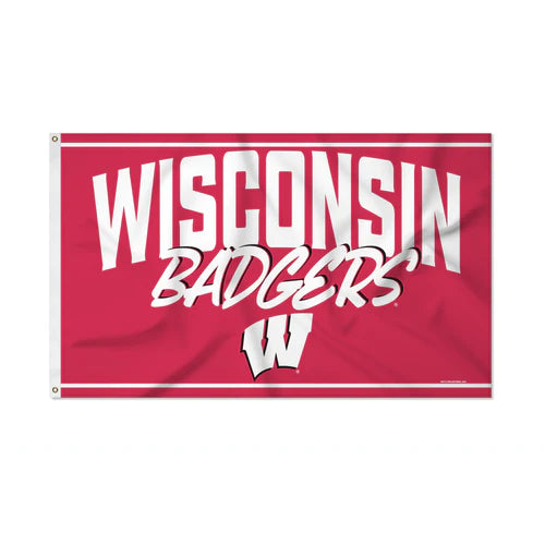 Wisconsin Badgers Script Banner Flag: Vibrant colors, brass grommets, and FREE shipping. Official NCAA merchandise by Rico.