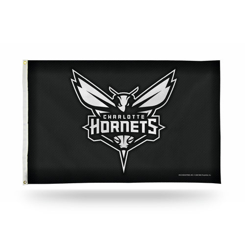 Charlotte Hornets Carbon Fiber Design 3' x 5' Banner Flag by Rico Industries