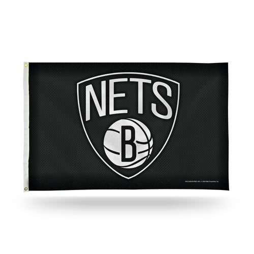 Brooklyn Nets Carbon Fiber Design 3' x 5' Banner Flag by Rico Industries