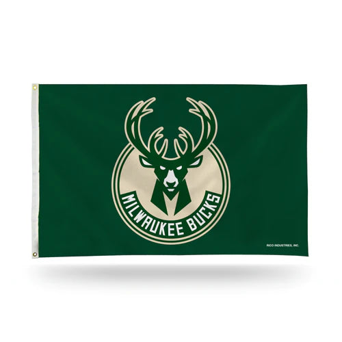 Milwaukee Bucks Classic Design 3' x 5' Single Sided Banner Flag by Rico Industries