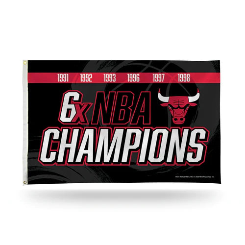 Chicago Bulls 6 Time NBA Champs 3' x 5' Banner Flag by Rico Industries