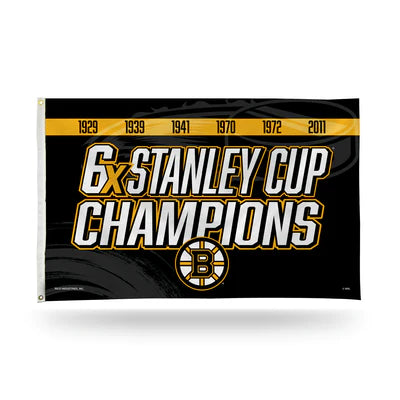 Boston Bruins 6 Time Stanley Cup Champs 3' x 5' Banner Flag by Rico