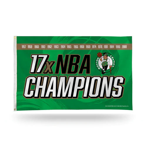 Boston Celtics 17 Time NBA Champs 3' x 5' Banner Flag by Rico Industries