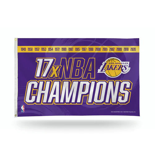 Los Angeles Lakers 17 Time NBA Champs Design 3' x 5' Banner Flag by Rico