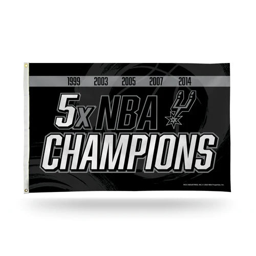 San Antonio Spurs 5 Time NBA Champs 3' x 5' Banner Flag by Rico