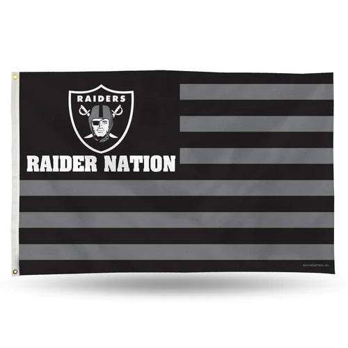Las Vegas Raiders Striped Design 3'x 5' Single Sided Banner Flag by Rico Industries
