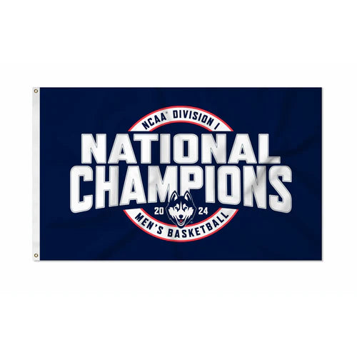 UConn Huskies 2024 NCAA Men's Basketball Champs 3'x5' Banner Flag by Rico