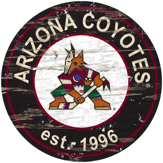 Arizona Coyotes 24" Round Established Sign with Team Graphics by Fan Creations