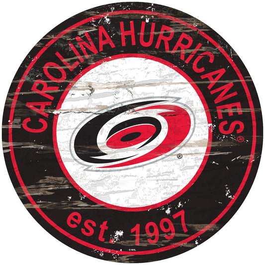 Carolina Hurricanes 24" Round Established Sign with Team Graphics by Fan Creations