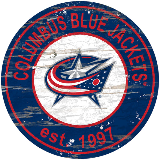Columbus Blue Jackets 24" Round Established Sign with Team Graphics by Fan Creations
